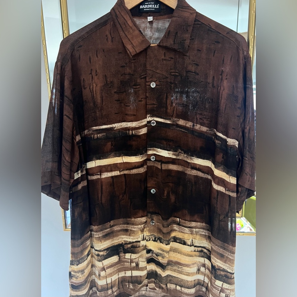 Bardelli man shirt, Size L, brown color.